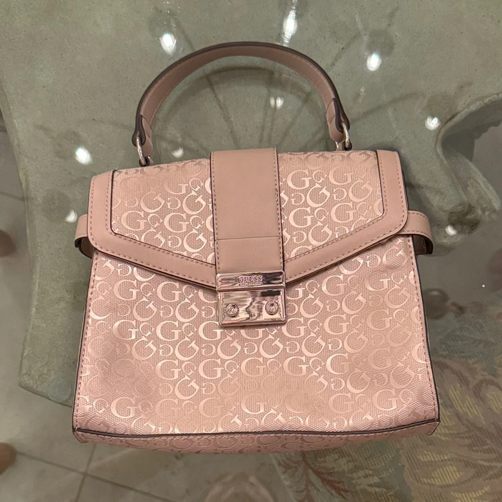Guess Blush Satchel with Signature Pattern